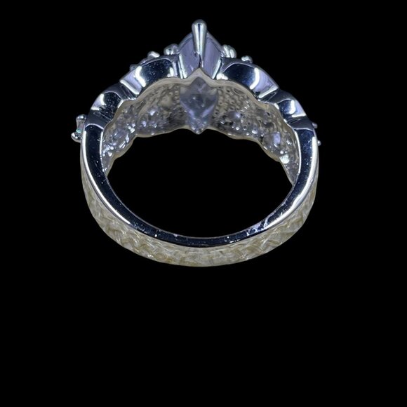 Swarovski Marquise Ring White Gold SZ 7 Romantic Coquette Glam Vintagecore Bling - Picture 7 of 9